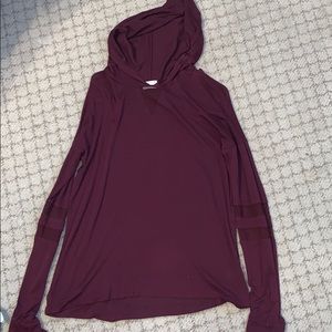 maroon long sleeve with a hood